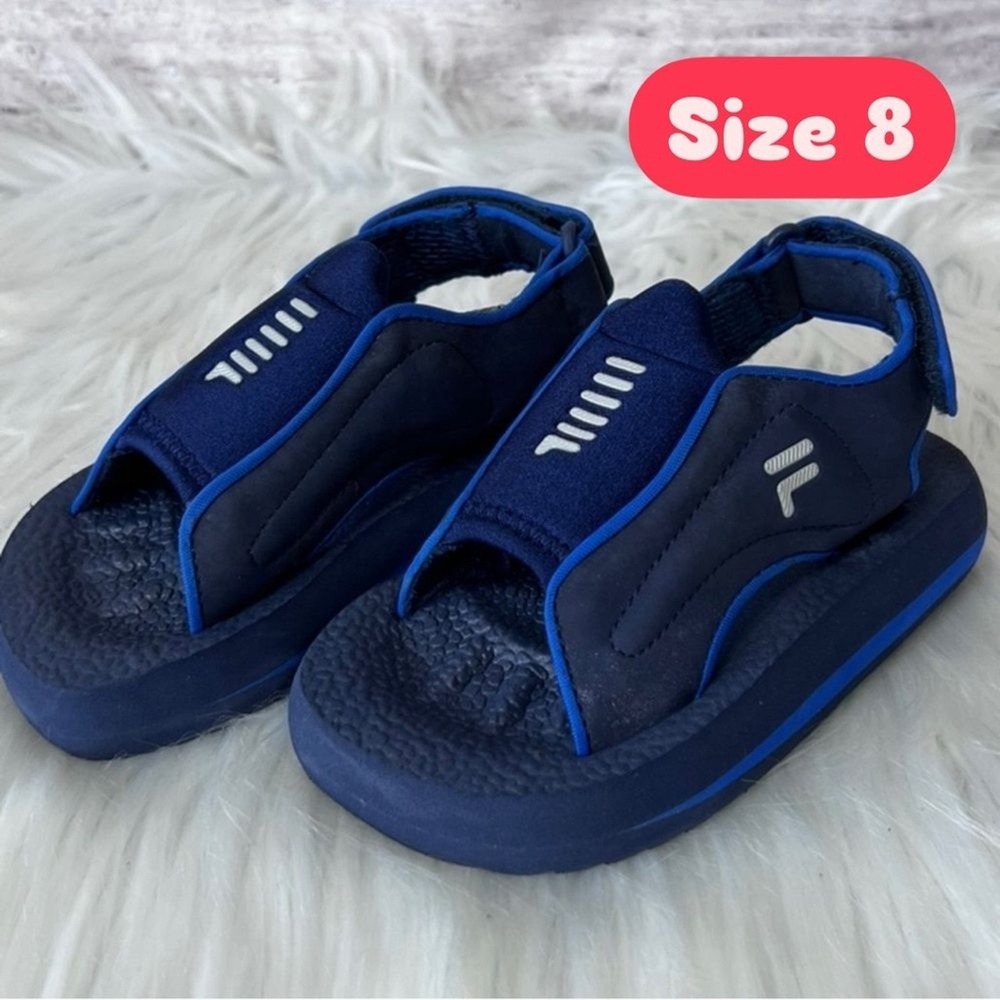Fila Fun 4‎ You Toddler Sandals Navy Royal Blue Sporty Hook Loop Size 8 72S059EE
